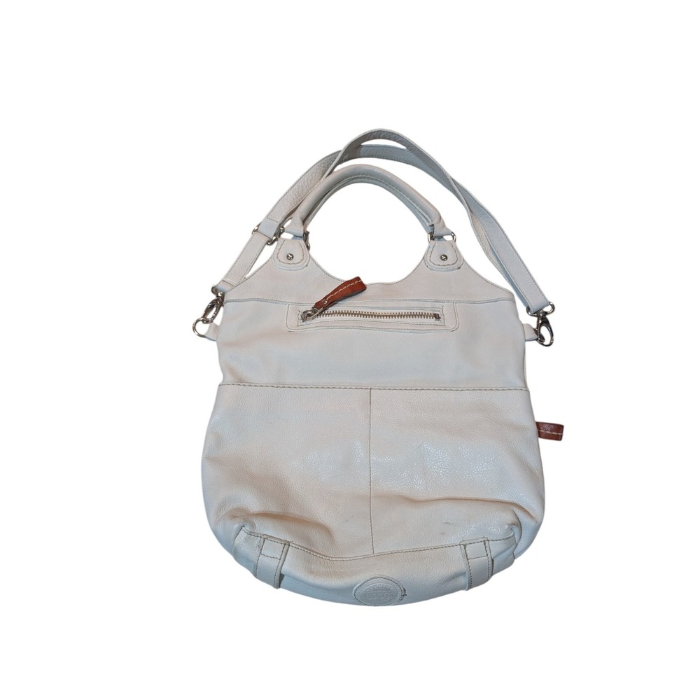 Roots Canada Lauren Leather Crossbody Messenger Slouch Bag White